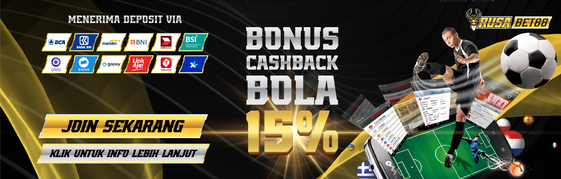 BONUS CASHBACK BOLA 15%